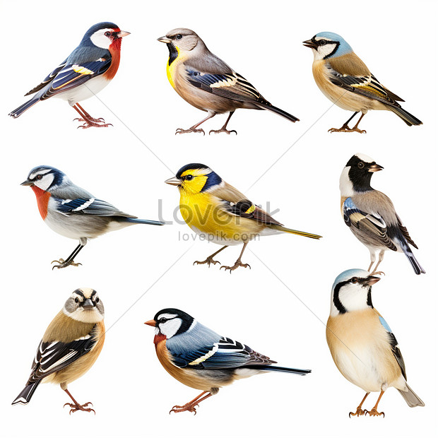 The Most Common European Birds On White Background Picture And HD ...