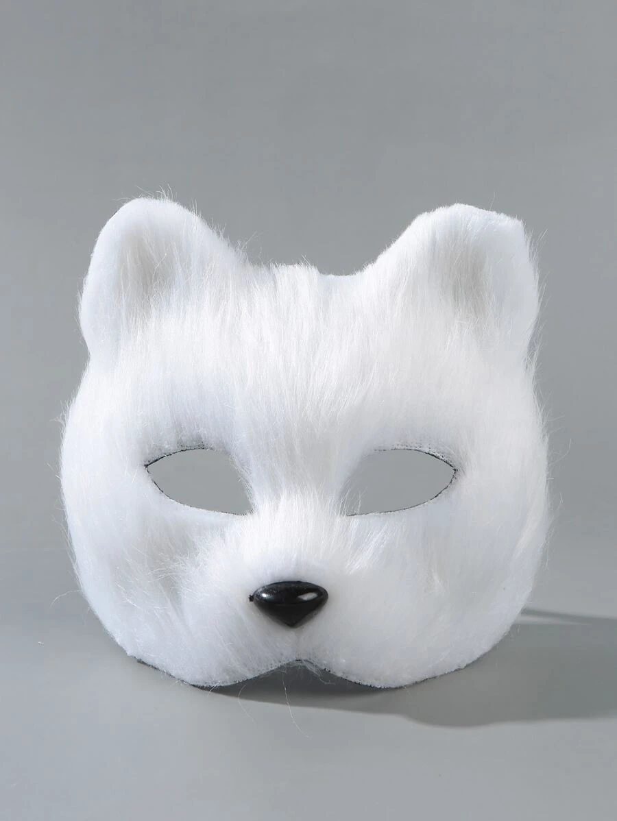 1pc Women's Half Face White Fox Mask Suitable For Parties And Festivals ...