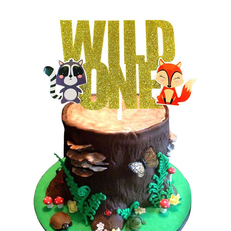 LaVenty Glitter Woodland Animals Cake Topper Wild One Cake Topper Fox ...