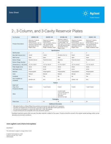 2-, 3-Column, and 3-Cavity Reservoir Plates