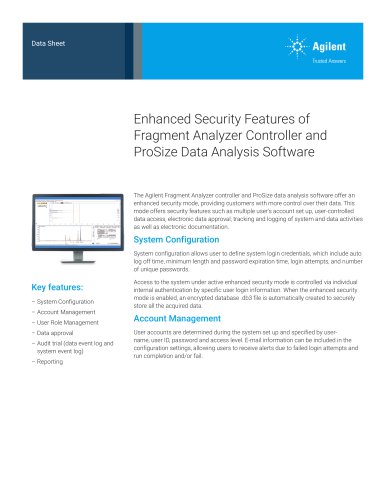 Enhanced Security Features of Fragment Analyzer Controller and ProSize Data Analysis Software