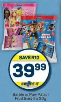 Pick n Pay Barbie or Paw Patrol Fruit Bars offer