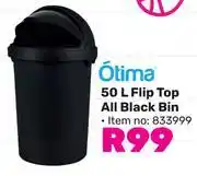 Game Otima 50L Flip Top All Black Bin offer