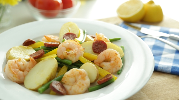 Pan Fried Prawns with Chorizo Potatoes: OT