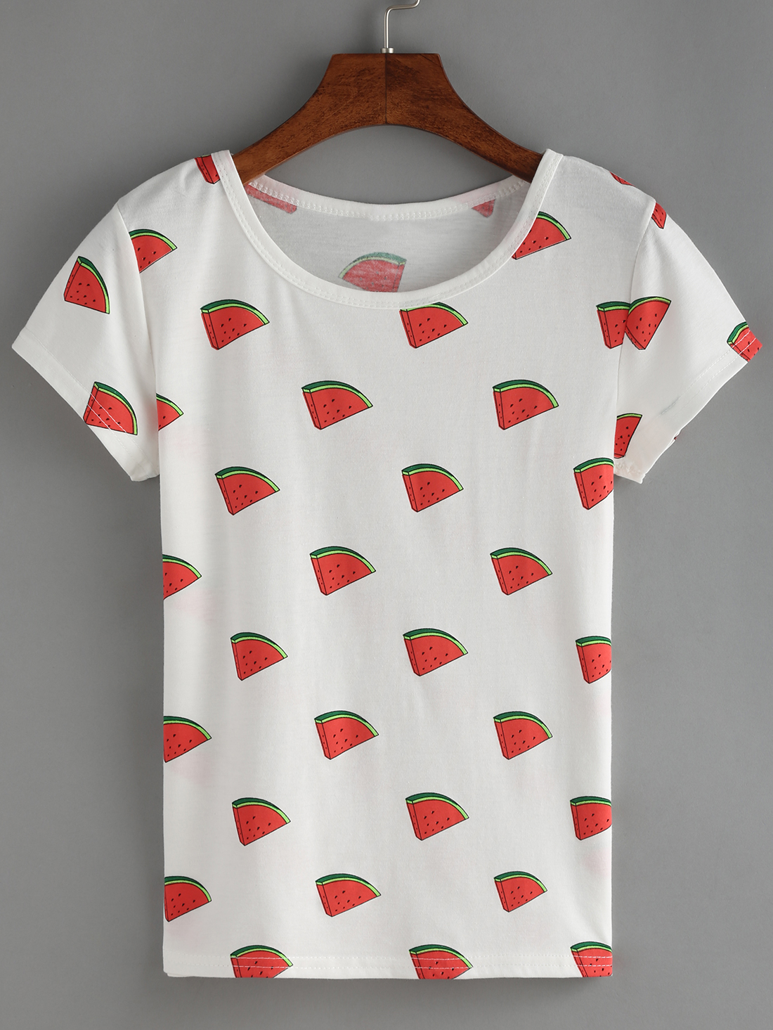 Allover Watermelon Print T-shirt -SheIn(Sheinside)