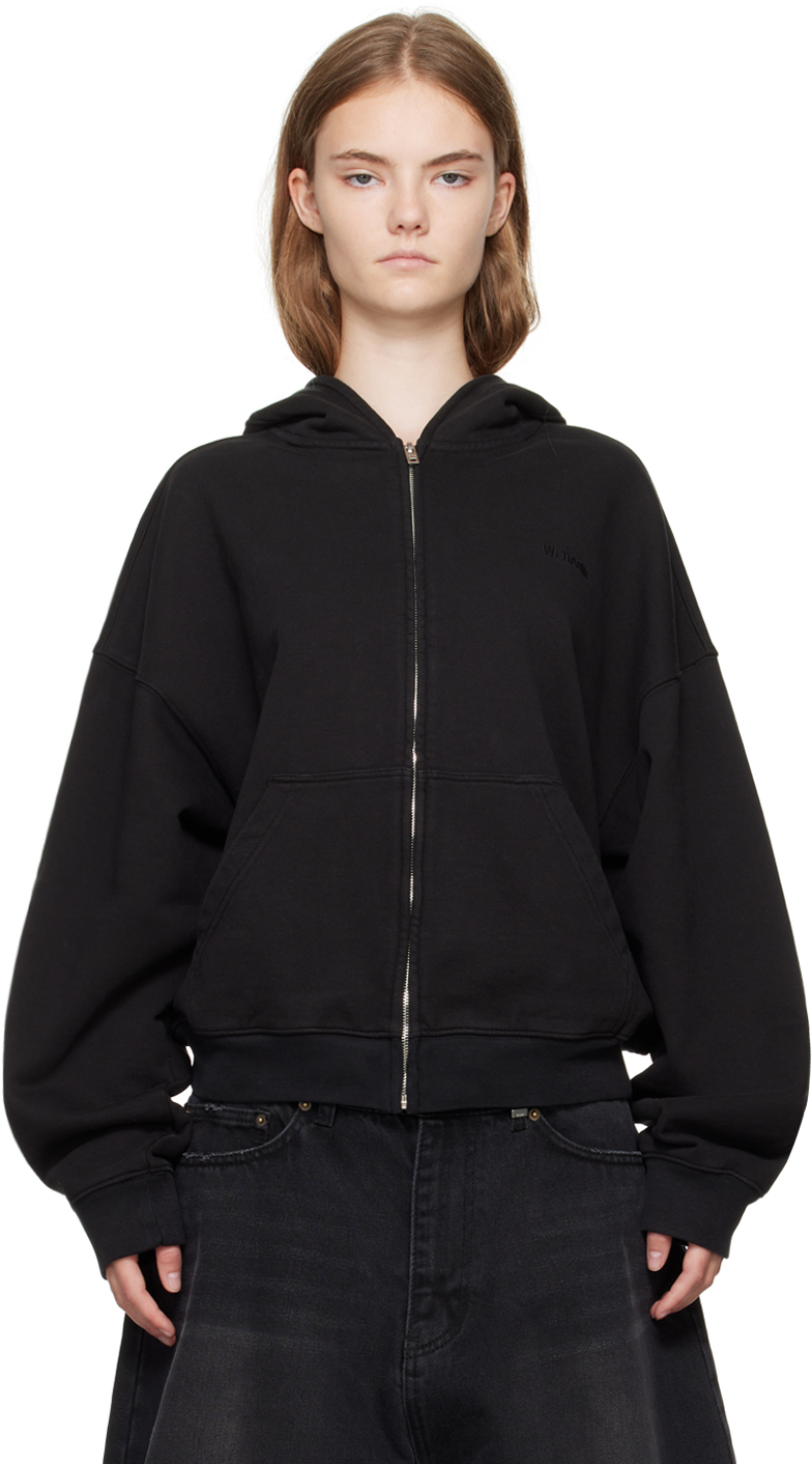 We11 Done Spiked Zip-up Hoodie In Black