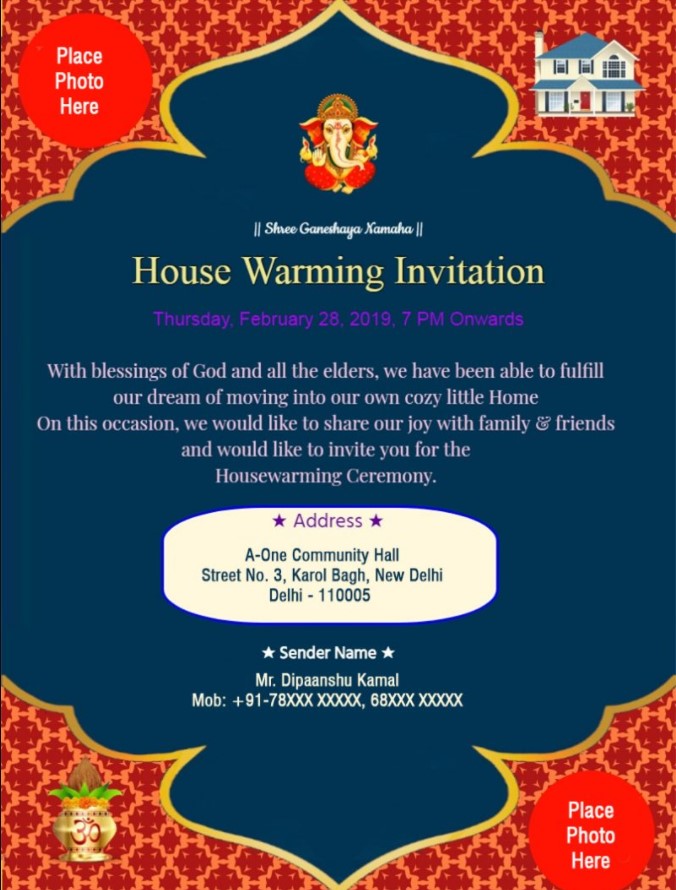 Griha Pravesh Invitation Card & Best Message Ideas