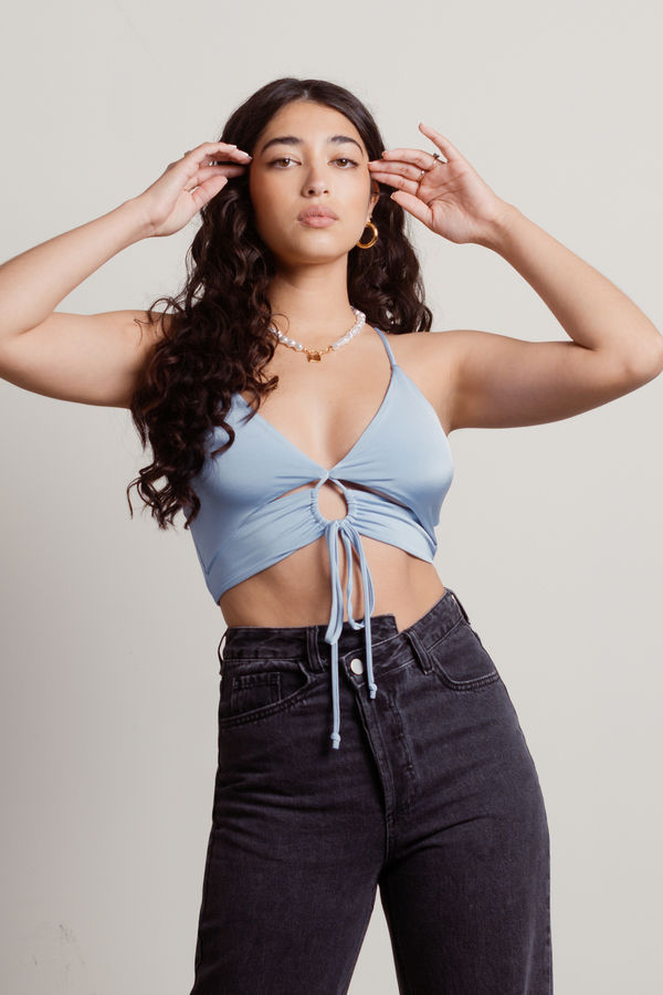 Drive To Malibu Crop Top - Baby Blue