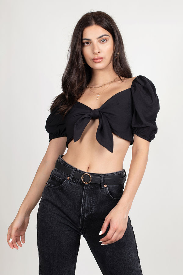 Burst Your Bubble Crop Top - Black