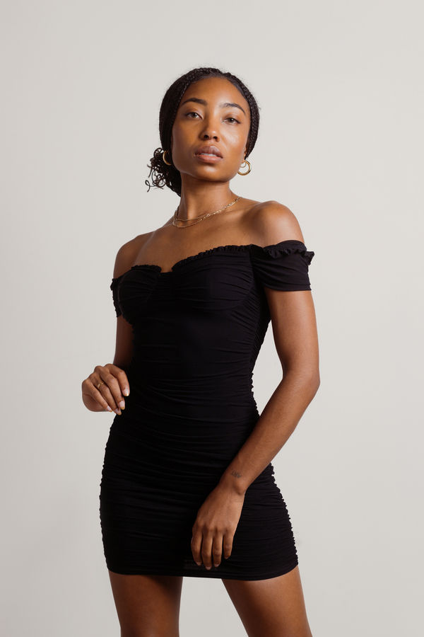 Foreshadow Ruched Bustier Mini Dress - Black