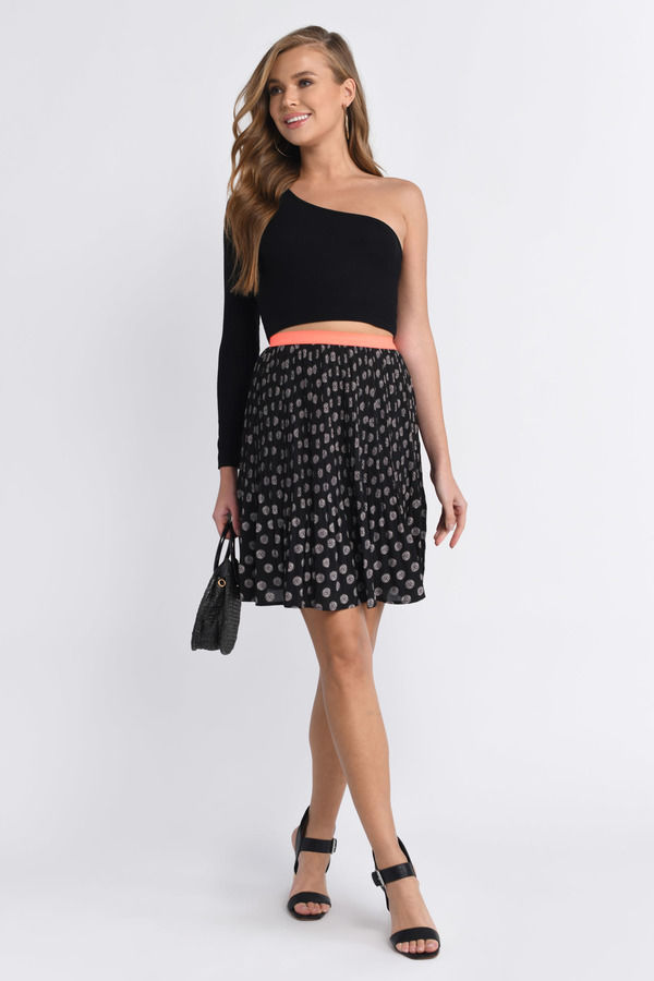 Dancing Together Printed Mini Skirt - Black & Ivory