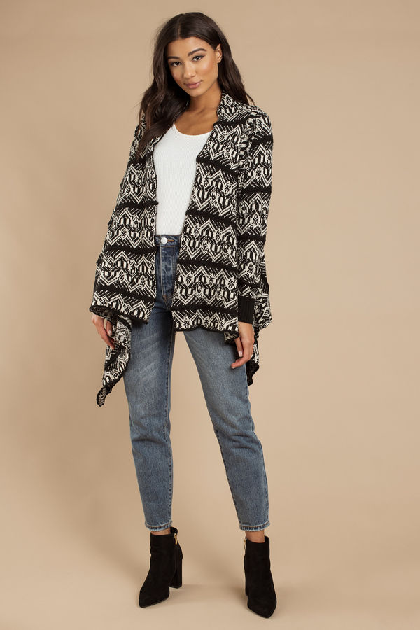 Jeanice Sweater Cardigan - Black & Ivory