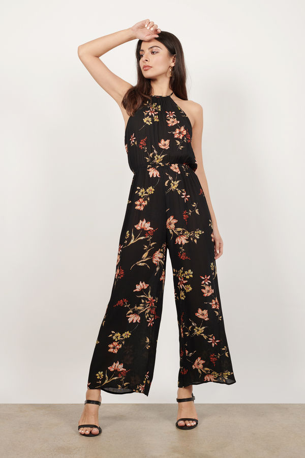 Not Your Girl Floral Jumpsuit - Black Multi