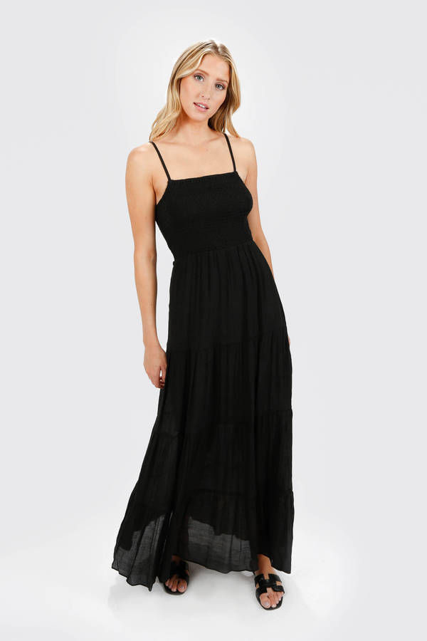 Saoirse Smocked Cami Maxi Dress - Black