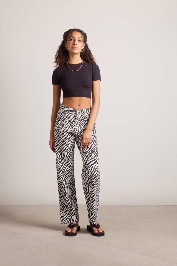 Gimme Attention Straight Leg Pants - Black & White