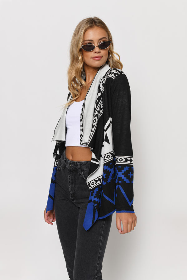 Yukon Coast Aztec Print Cardigan - Black