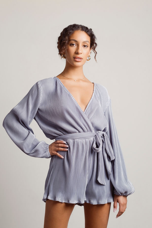 Vasha Waist Tie Romper - Blue