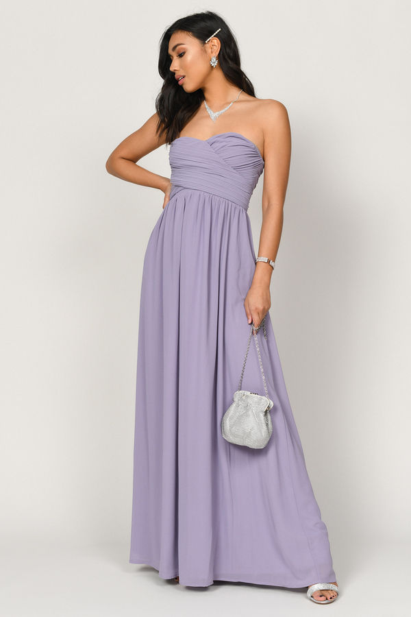 Go Glam Sweetheart Surplice Maxi Dress - Dusty Purple