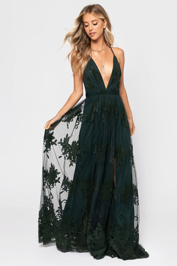 Analise Plunging Floral Maxi Dress - Emerald