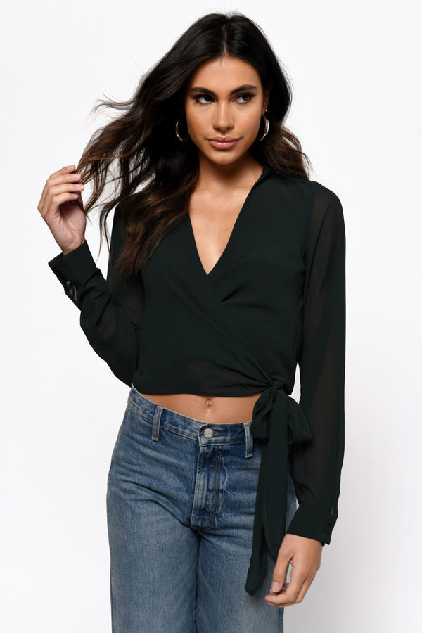 It's A Tie Plunging Blouse - Emerald