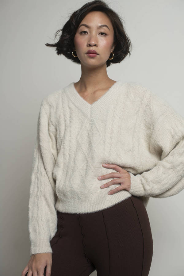 Cuddle Season Cable Knit Sweater - Ivory