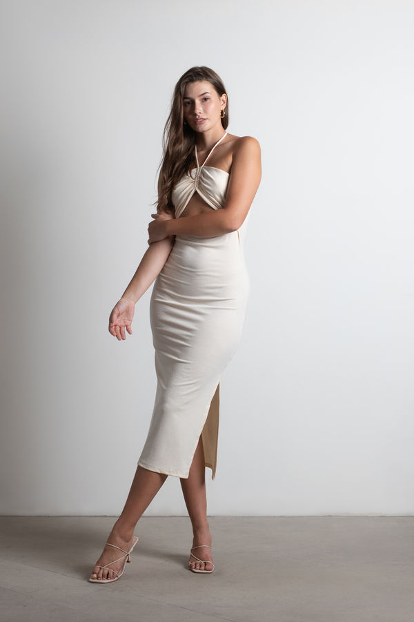 Kachel Cutout Bodycon Midi Dress - Ivory