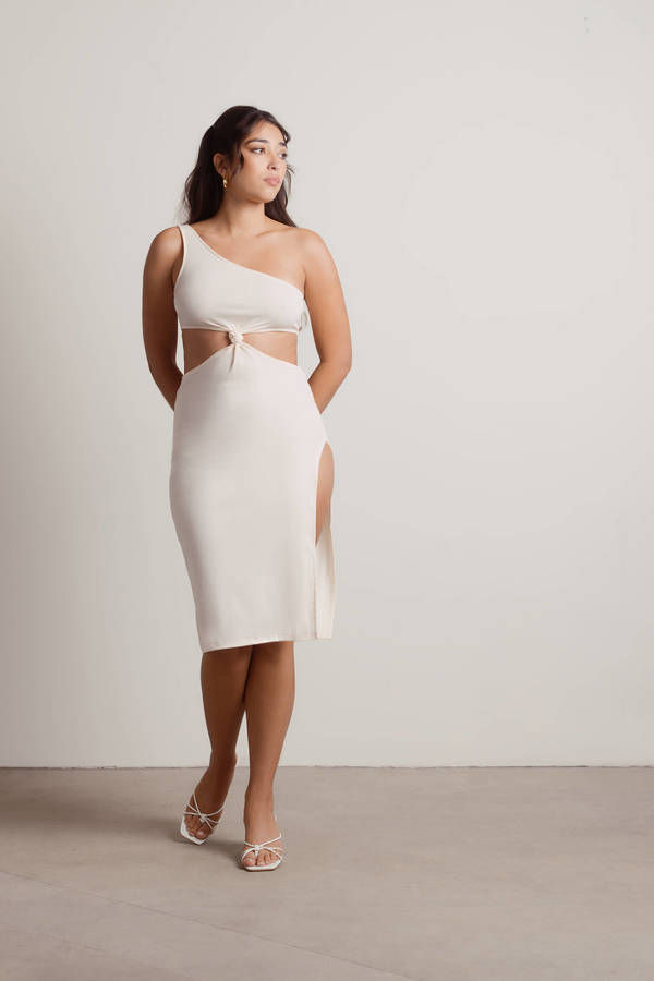 Lexi Cutout High Slit Midi Dress - Ivory