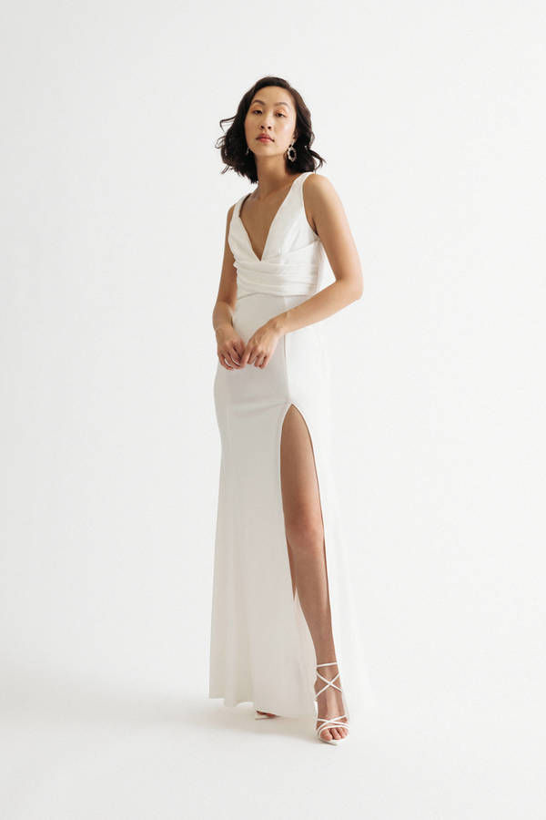 Lupita Ivory Sleeveless Bodycon Slit Maxi Dress