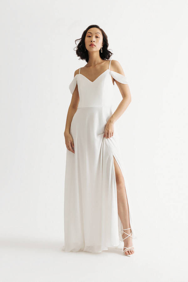 Nelli Cold Shoulder High Slit Maxi Dress - Ivory