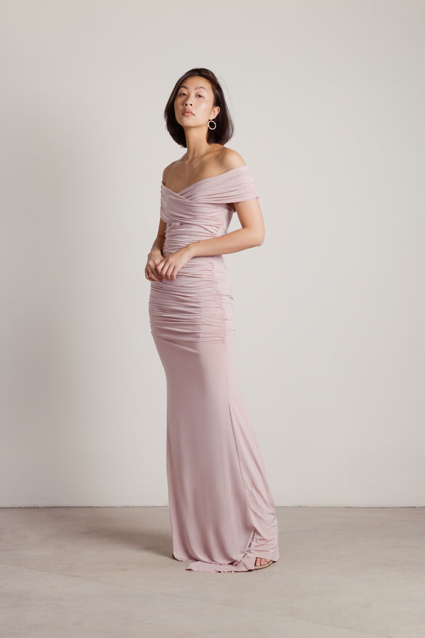 Fall For Me Off The Shoulder Mermaid Maxi Dress - Mauve