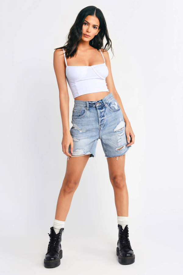 Pistola Devin High Waist Shorts - Medium Wash