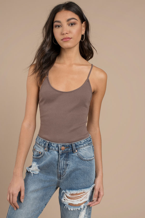 Jen Lace Up Bodysuit - Mocha