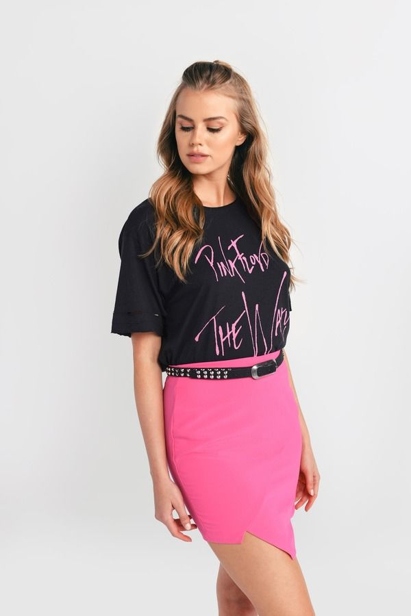 Miss Me Asymmetrical Mini Skirt - Pink