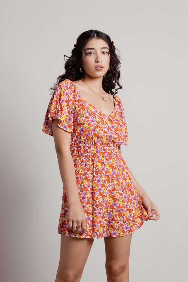 Marina Floral Romper - Red Multi