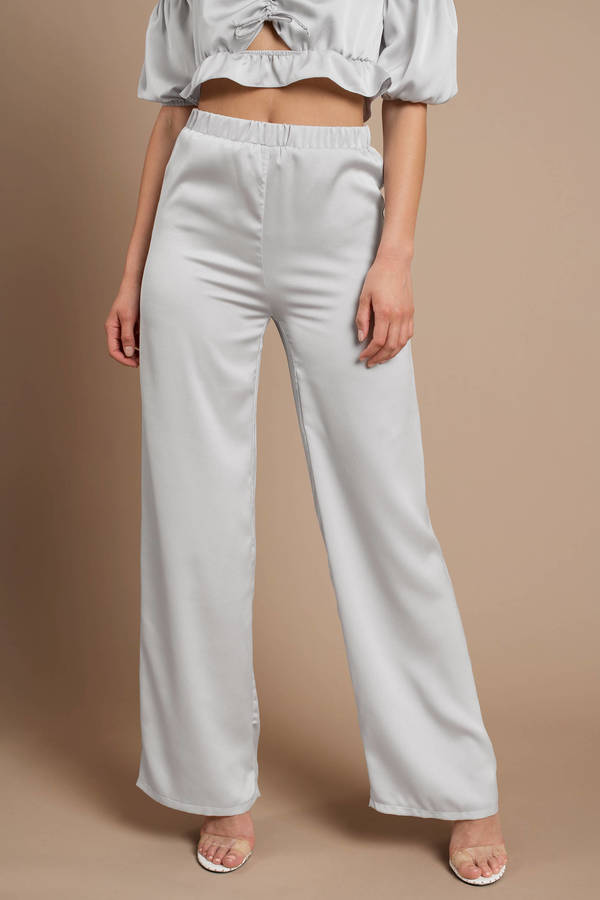 Oh My Love Fell For You Wide Leg Pants - Silver