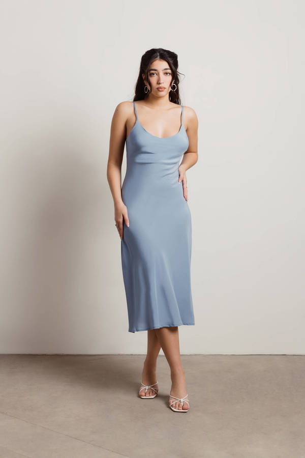 Stay With Me Stone Blue Midi Dress