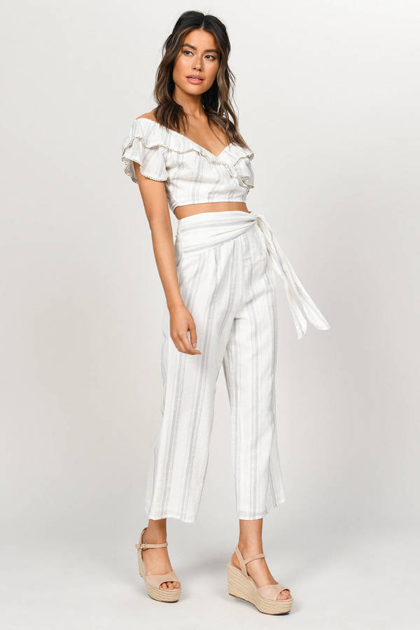 Rosa Wide Leg Pants - White Multi