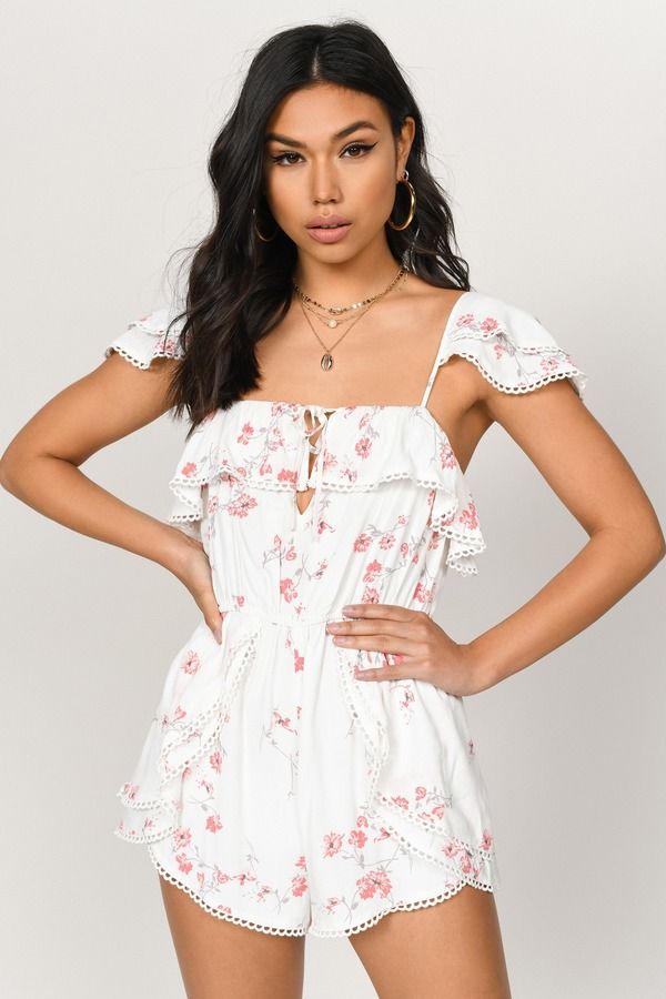 Sally Floral Romper - White Multi