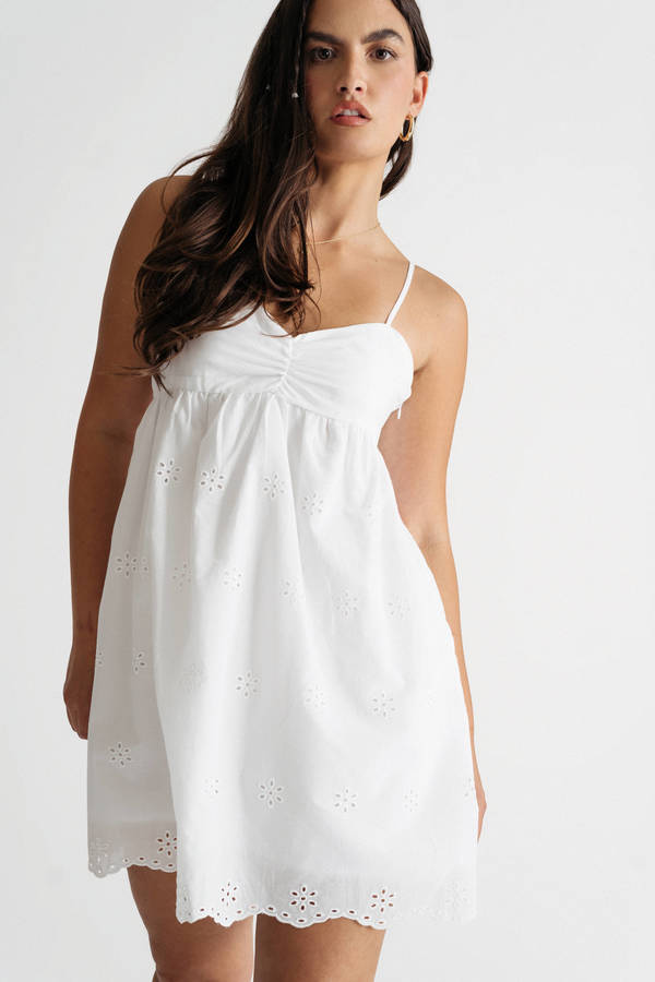 Nessie Eyelet Skater Mini Dress - White