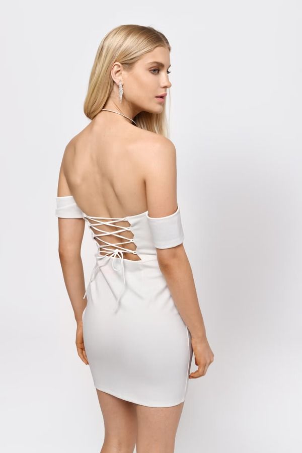 That's What I Like Lace Up Bodycon Mini Dress - White