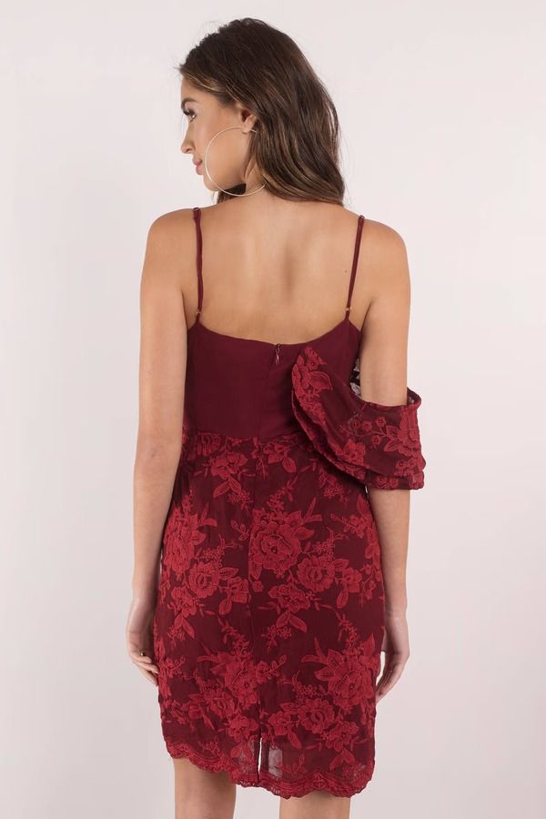 Winona Amalfi Lace Deep V Mini Dress - Wine