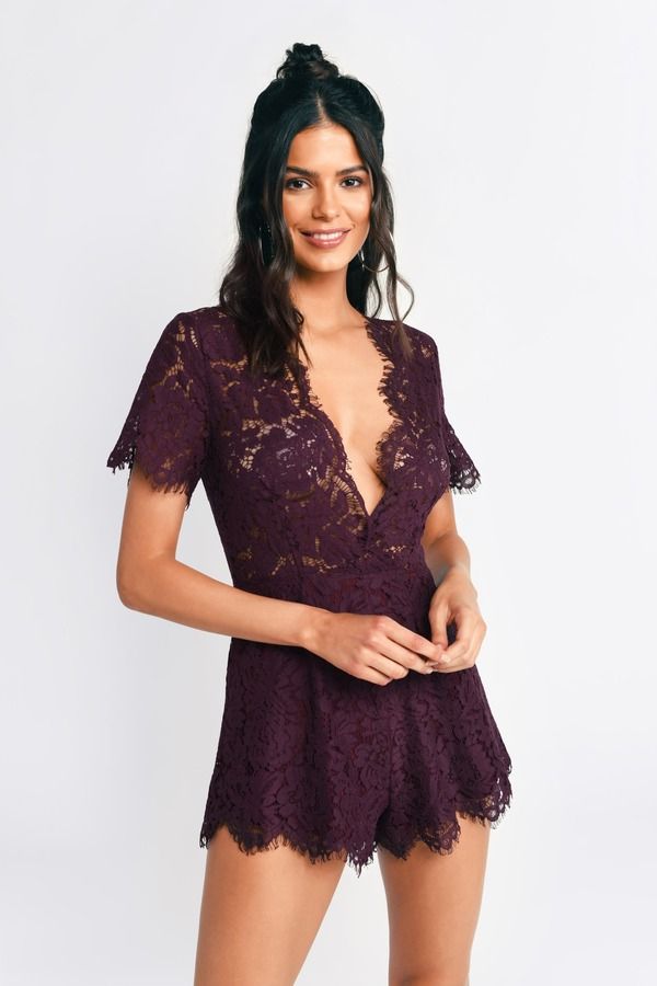 Isabel Lace Romper - Wine