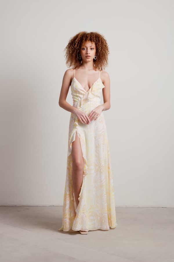 Tropic Like It's Hot Slit Maxi Sundress - Yellow