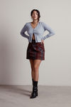 Clueless Suede Mini Skirt - Brown Blue