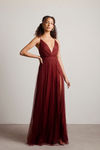 Night To Remember Chiffon Double High Slit Maxi Dress - Burgundy