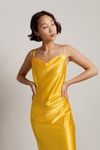 Charm Me Satin Cowl Neck Midi Dress - Yellow