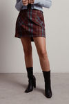 Clueless Suede Mini Skirt - Brown Blue