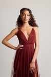 Night To Remember Chiffon Double High Slit Maxi Dress - Burgundy