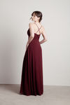 Unforgettable Lace High Slit Maxi Dress - Burgundy