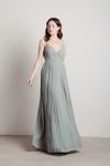 Love Galore Pleated Slit Maxi Dress - Dusty Sage